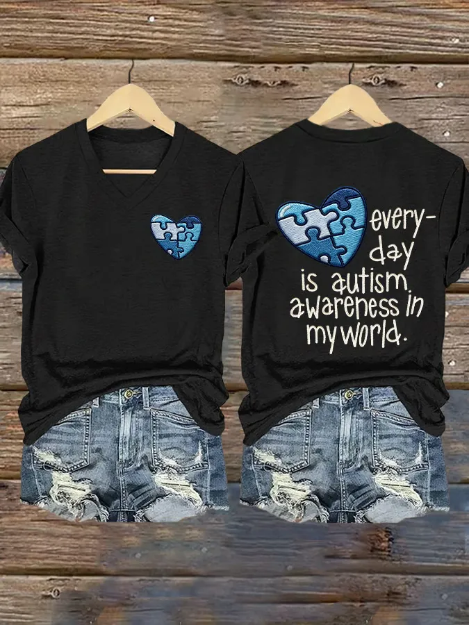 Women's Casual Autism Awareness T-Shirt